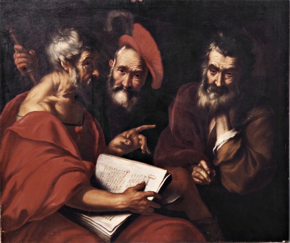 Anonimo — Strozzi Bernardo - bottega - sec. XVII - I tre filosofi — insieme
